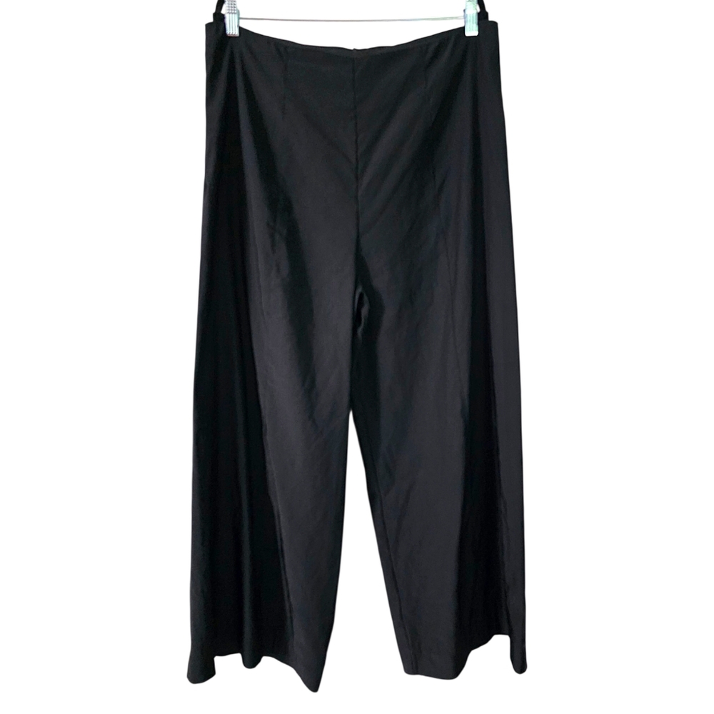 Sarah Pacini Black Avant Garde Palazzo Pants Linen Blend High Waist Wide Leg 4